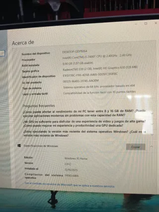 Ordenador All in One HP i5 24" Táctil