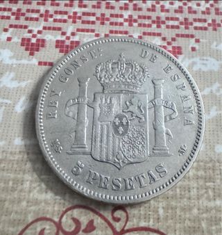 PLATA 5 pesetas 1883 moneda de Alfonso XII