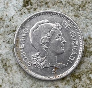 Moneda 1 Peseta 1937 Guerra Civil Euskadi
