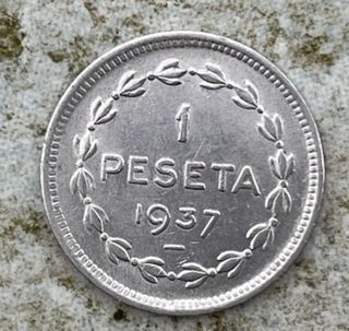 Moneda 1 Peseta 1937 Guerra Civil Euskadi