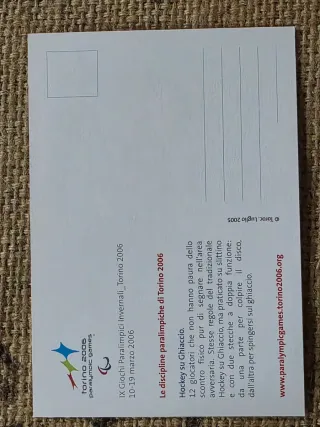 Cartolina Torino 2006 Paralympic Games Hockey