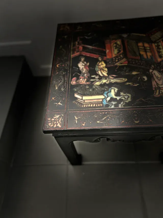 Tavolo da caffè vintage cinese in legno nero