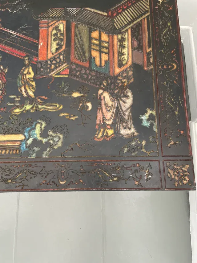 Tavolo da caffè vintage cinese in legno nero