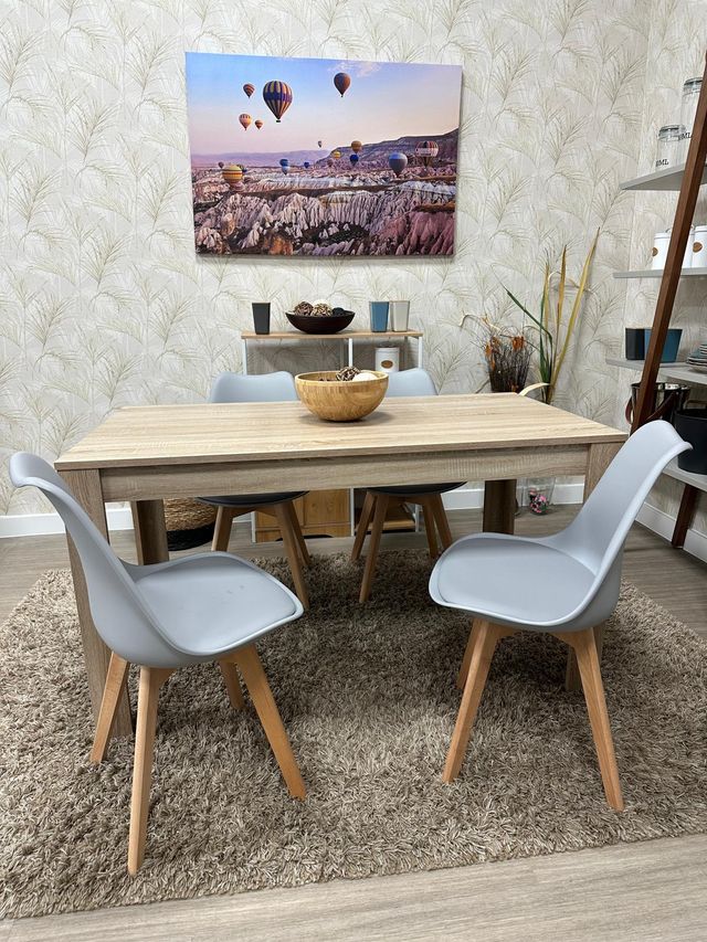 Mesa Comedor + 4 Sillas Diseño Nórdico