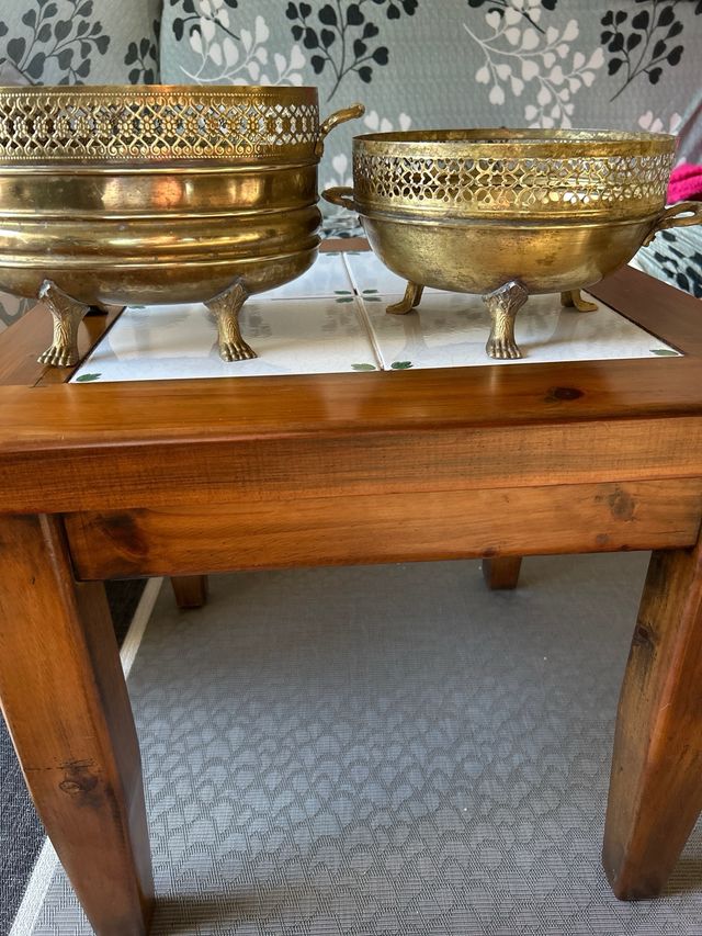 2 jardineras vintage metal