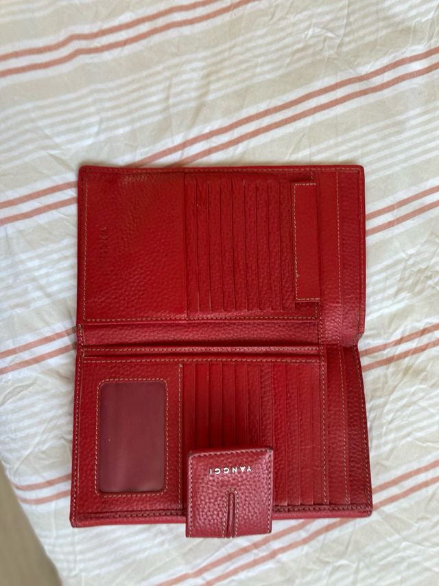 Cartera Billetera Tarjetero Piel Roja