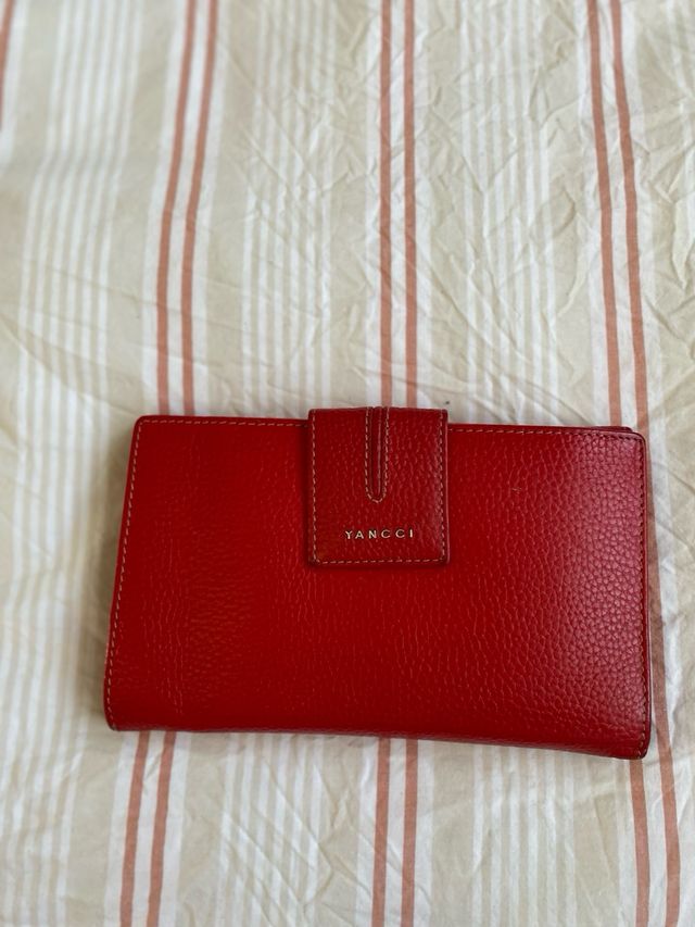 Cartera Billetera Tarjetero Piel Roja