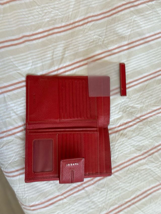 Cartera Billetera Tarjetero Piel Roja