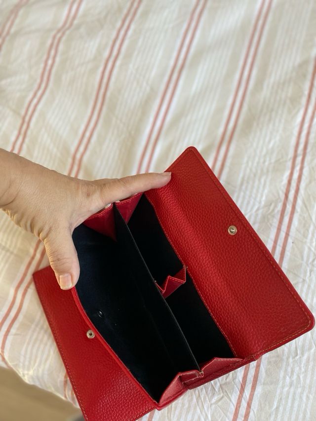 Cartera Billetera Tarjetero Piel Roja