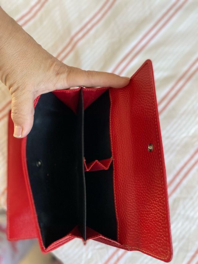 Cartera Billetera Tarjetero Piel Roja