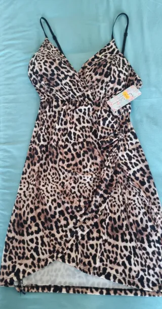 Vestido estampado leopardo mujer