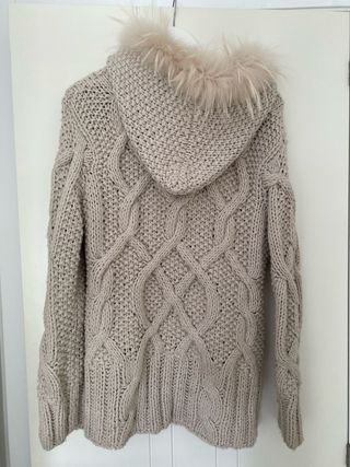 Chaqueta punto PASSION capucha pelo beige