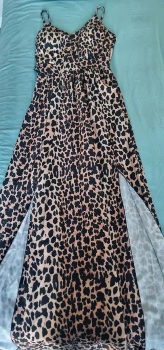 Vestido largo estampado leopardo