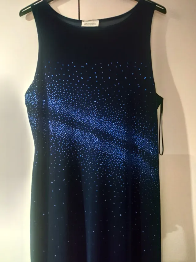 Vestido fiesta azul eléctrico L pedrería