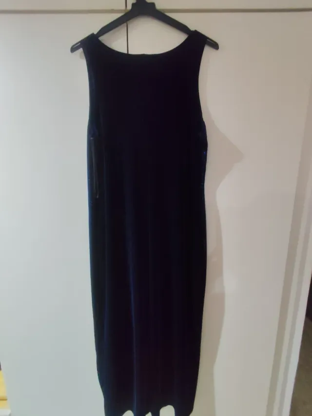 Vestido fiesta azul eléctrico L pedrería