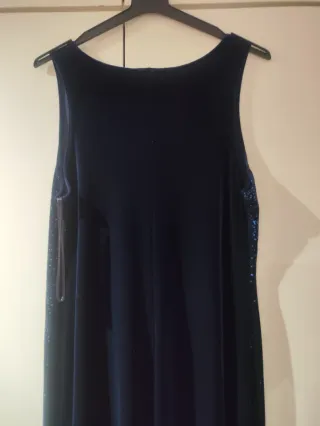 Vestido fiesta azul eléctrico L pedrería