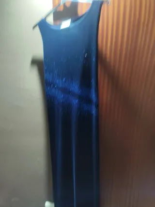 Vestido fiesta azul eléctrico L pedrería