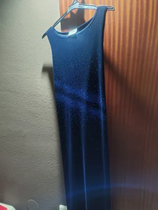 Vestido fiesta azul eléctrico L pedrería
