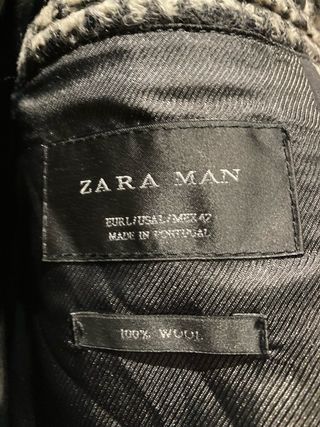 Abrigo Zara cuadros gris Talla M