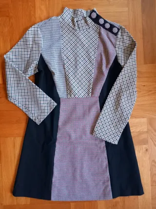 Vestido cuadros multicolor y negro