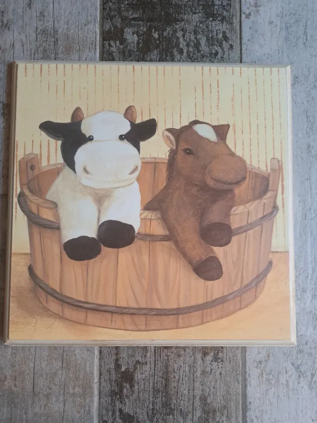 Lote 2 cuadros infantiles animales