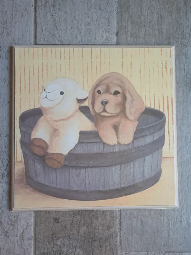 Lote 2 cuadros infantiles animales