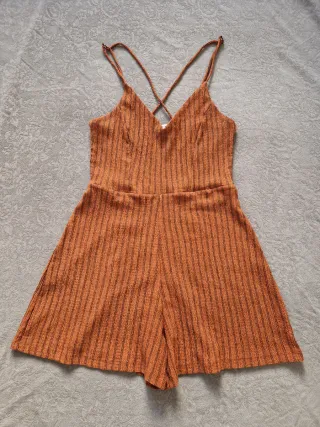 Mono corto tirantes rayas naranja