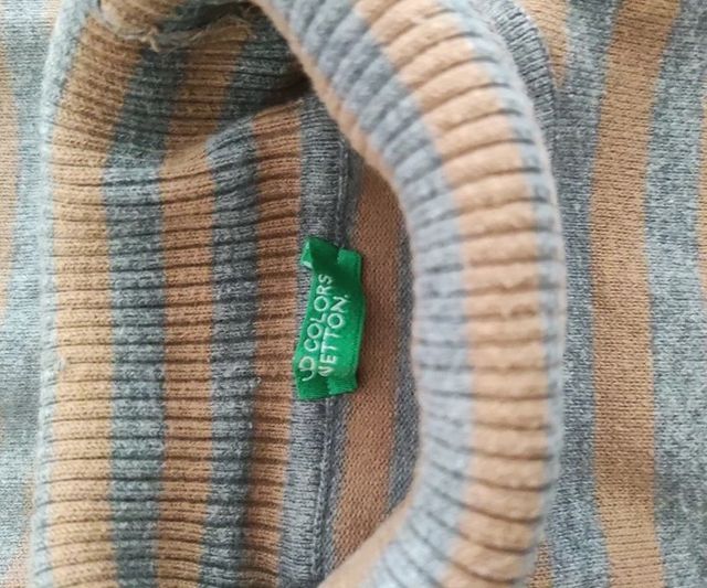 Vestido Benetton rayas beige y azul