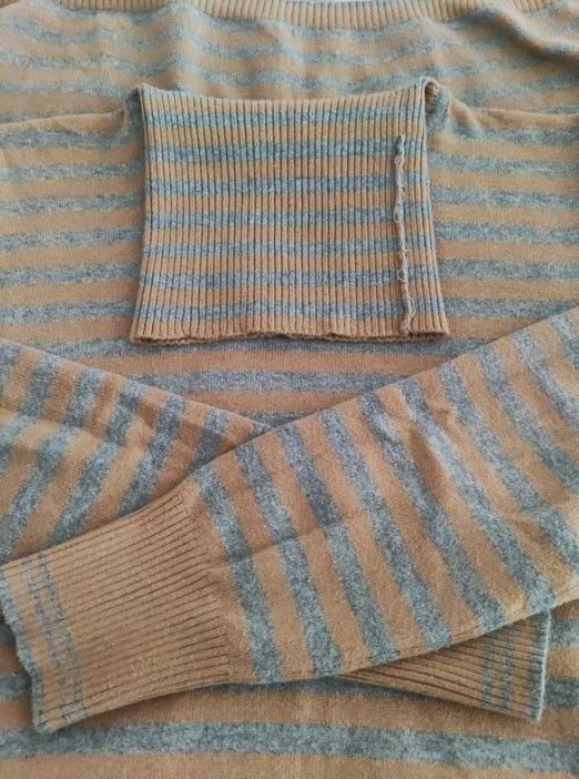 Vestido Benetton rayas beige y azul