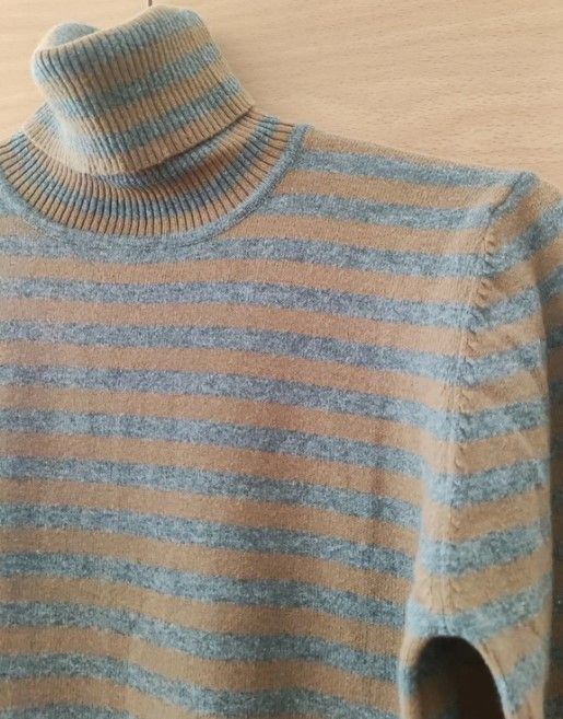 Vestido Benetton rayas beige y azul