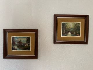 Lote 5 cuadros vintage marco madera