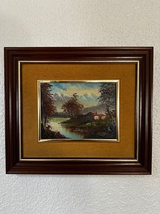 Lote 5 cuadros vintage marco madera