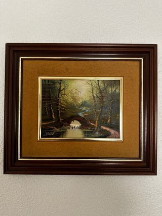 Lote 5 cuadros vintage marco madera