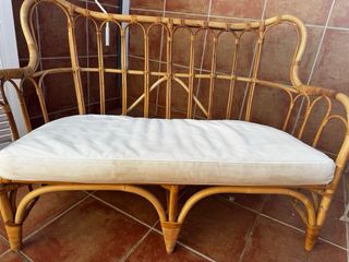 Sofá ratán Ikea blanco y marrón