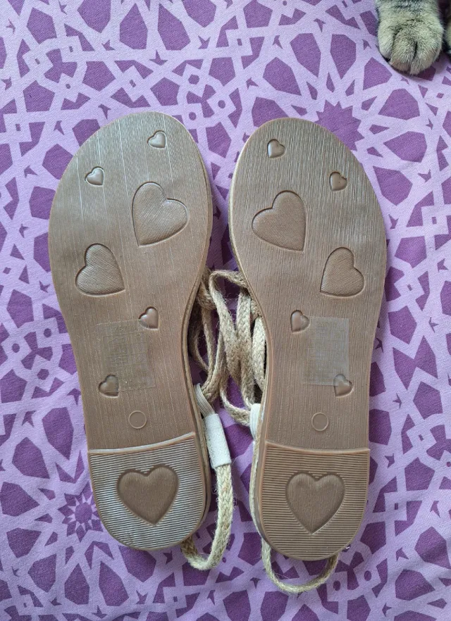 Sandalias de fibra natural beige talla 41