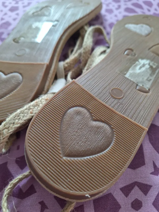 Sandalias de fibra natural beige talla 41