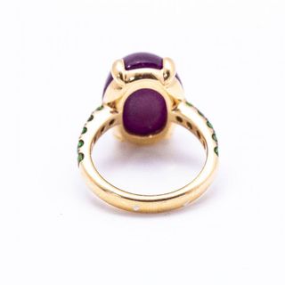 Anillo Oro Rosa Tsavorita y Rubí