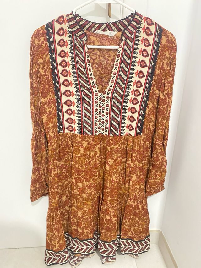 Vestido corto estampado étnico