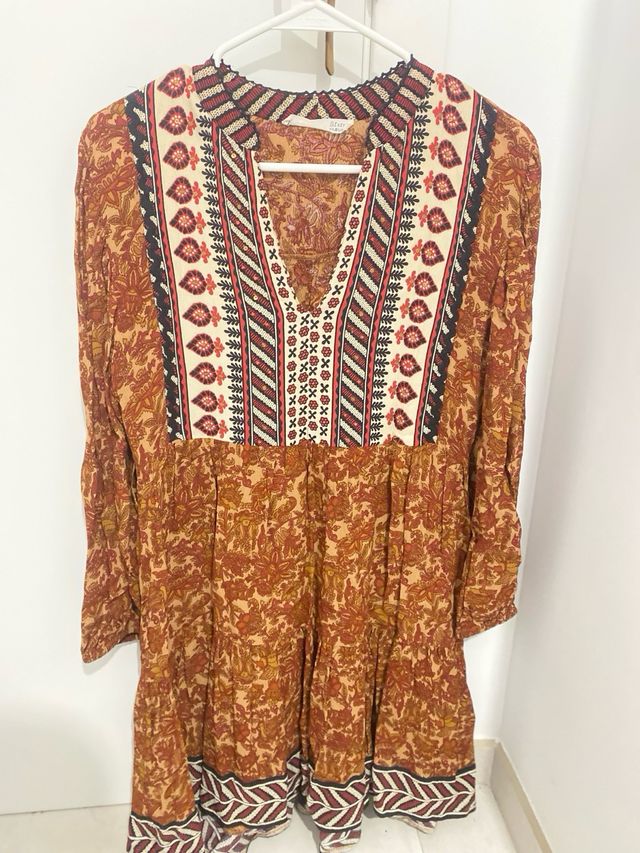 Vestido corto estampado étnico