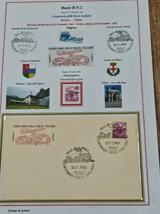 Buste B.F.C. Centenario Poste Italiane 1962