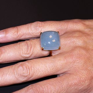 Anillo Oro Amarillo Aguamarina MILKY