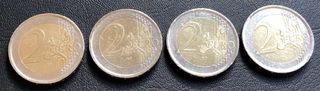 Lote 4 Monedas 2€ España Rey Juan Carlos