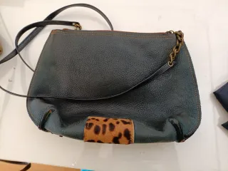 Bolso Piel Francis y teo Negro,azul marino y rosa.