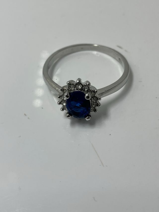 Anillo Plata Zafiro Azul Talla 18.1 mm