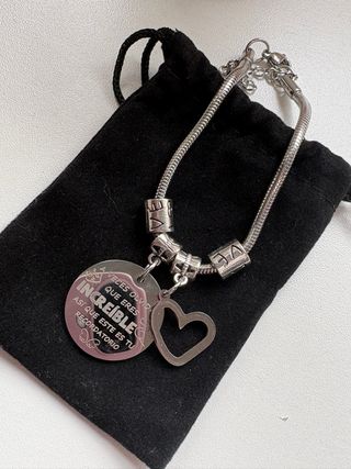 Pulsera Acero Inoxidable Corazón y Círculo