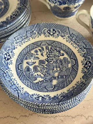 Set piatti blu e bianchi