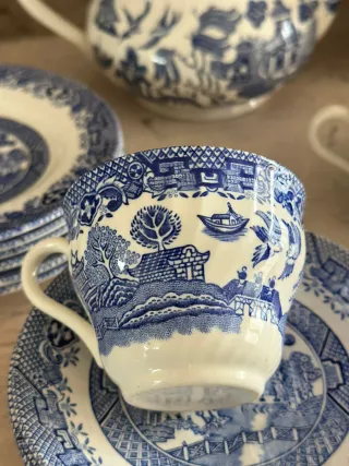 Set piatti blu e bianchi