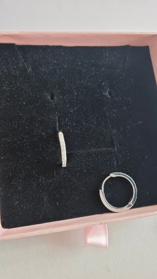 Pendientes aro acero pequeños brillantes nuevos