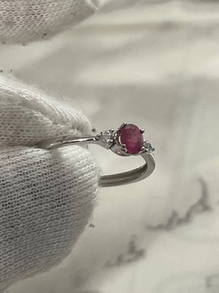 Anillo Plata 925 Rubí Natural