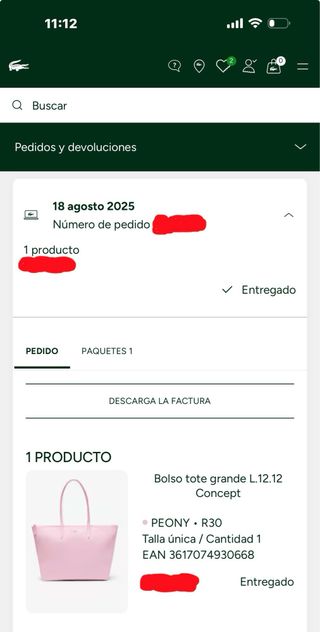 Bolso Tote Lacoste L.12.12 Concept PEONY